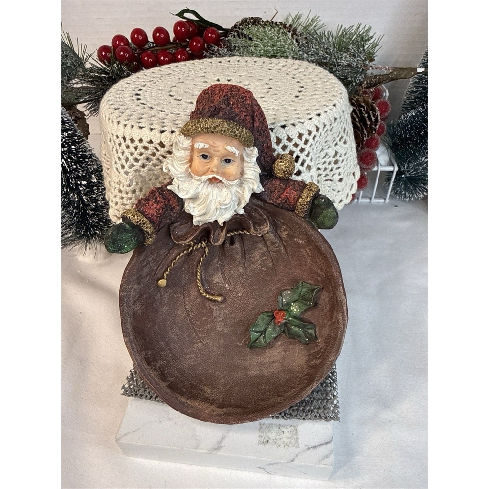 Santa Claus Candy Trinket Dish Bowl Holiday Christmas Jolly Holly Decor